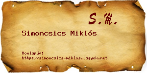 Simoncsics Miklós névjegykártya
