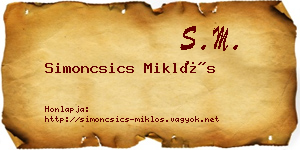 Simoncsics Miklós névjegykártya