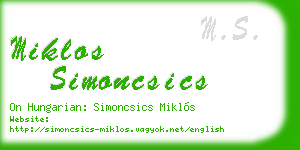 miklos simoncsics business card